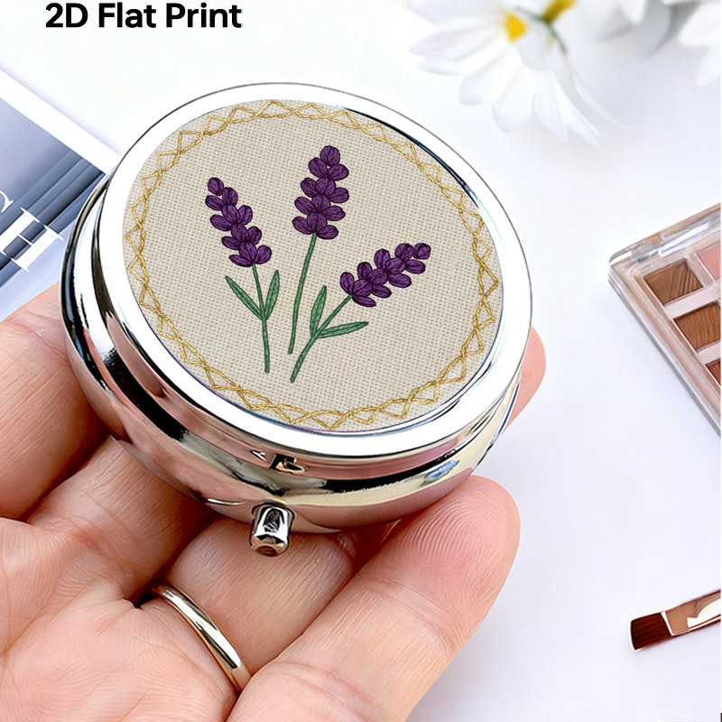 Embroidery Unique Design - علبة أدوية معدنية دائرية بنقشة زهور