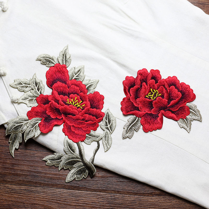 Embroidery Yellow Flower - زوج واحد من الرقع المطرزة بالزهور