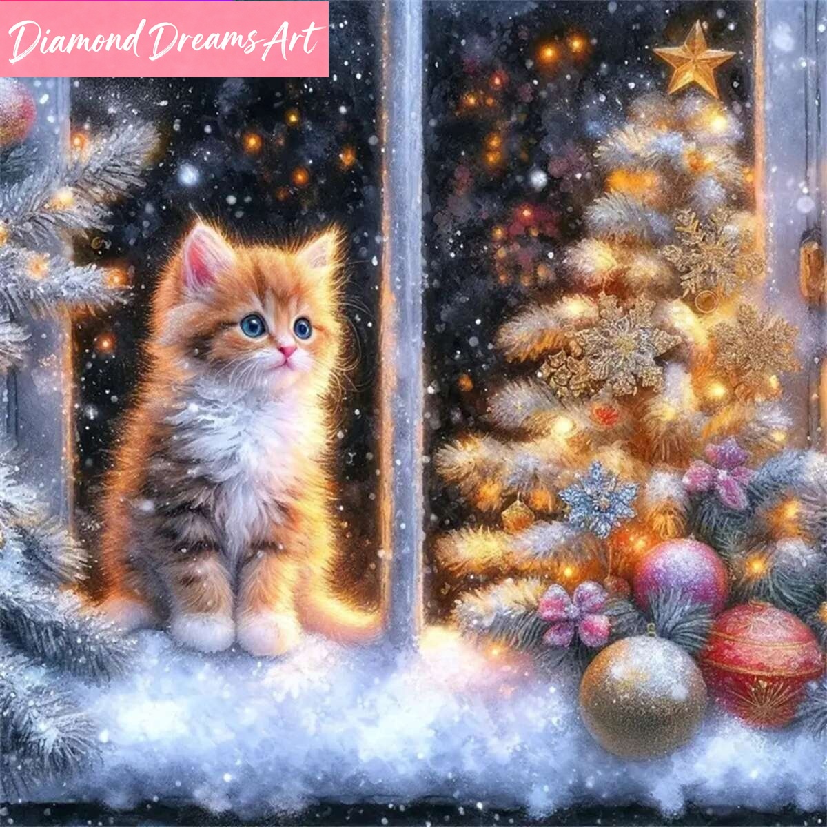 Embroidery Cat - لوحة ماسية بتصميم قطة وحيوانات، موزاييك