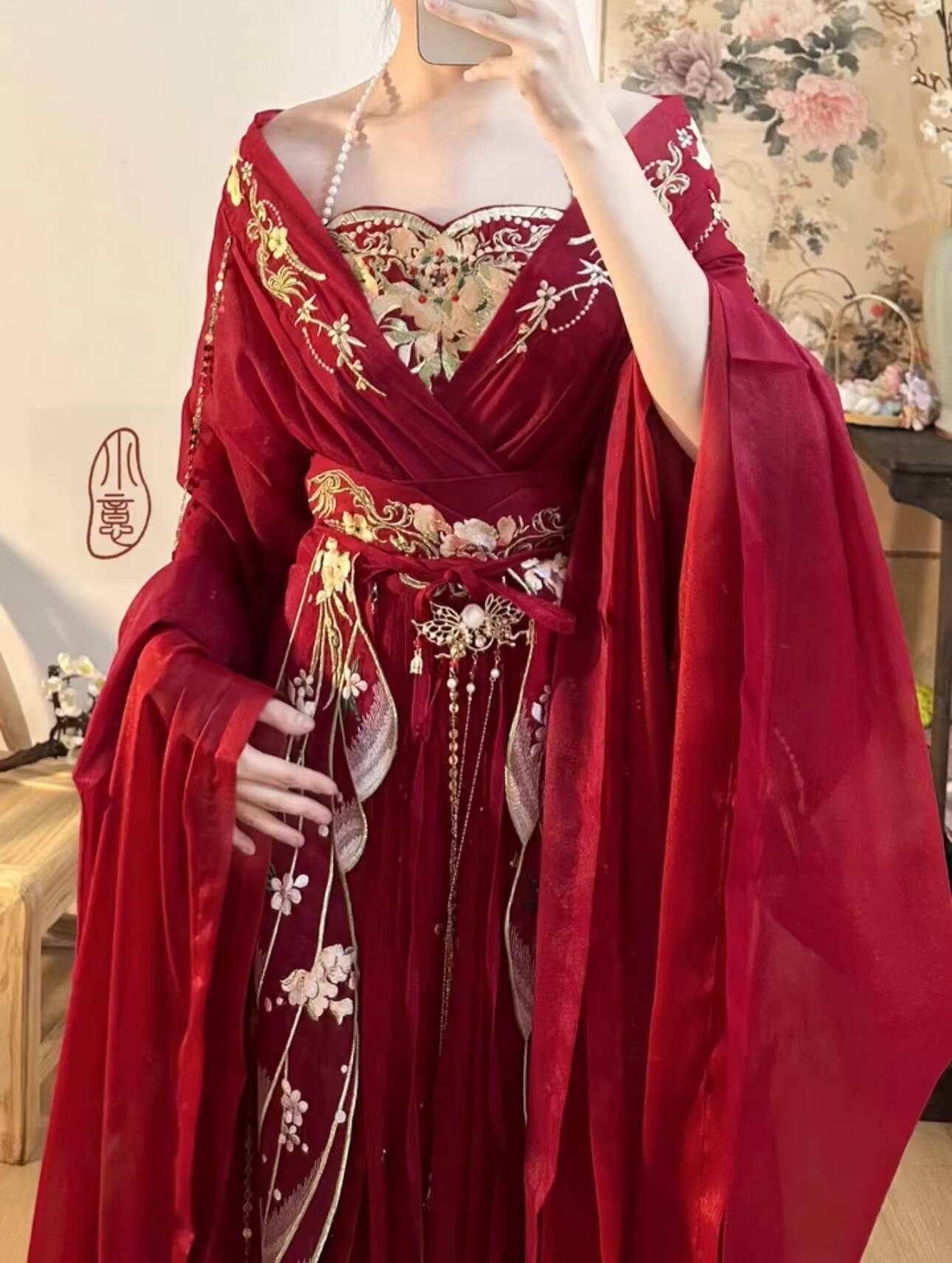 Embroidery Flower - 2025 حار Guofeng آلهة الزهور الأحمر