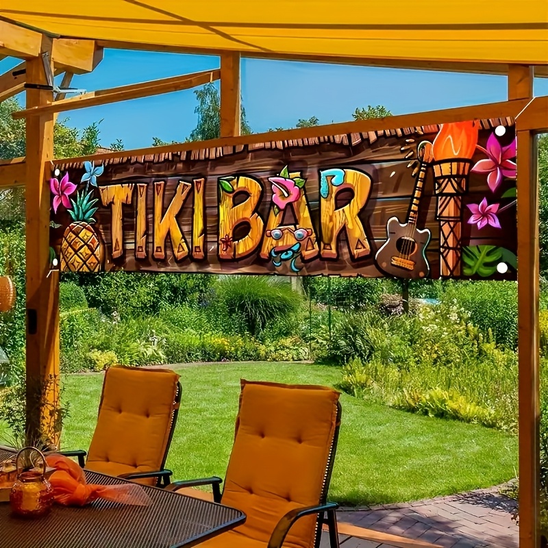 Embroidery Garden - لافتة Tiki Bar الاستوائية لشاطئ هاواي