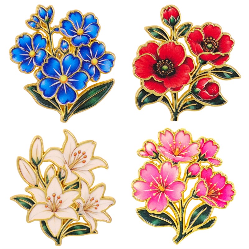Embroidery Wallpaper - دبوس زخرفي مينا ملون بنمط زهور