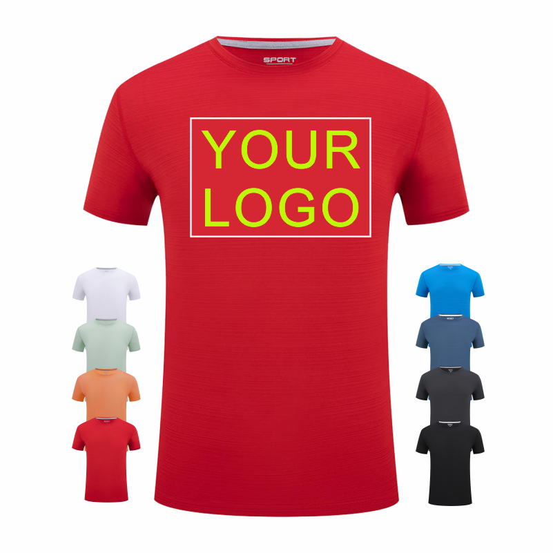 Embroidery Logo - شعار مخصص جولة الرقبة قصيرة الأكمام
