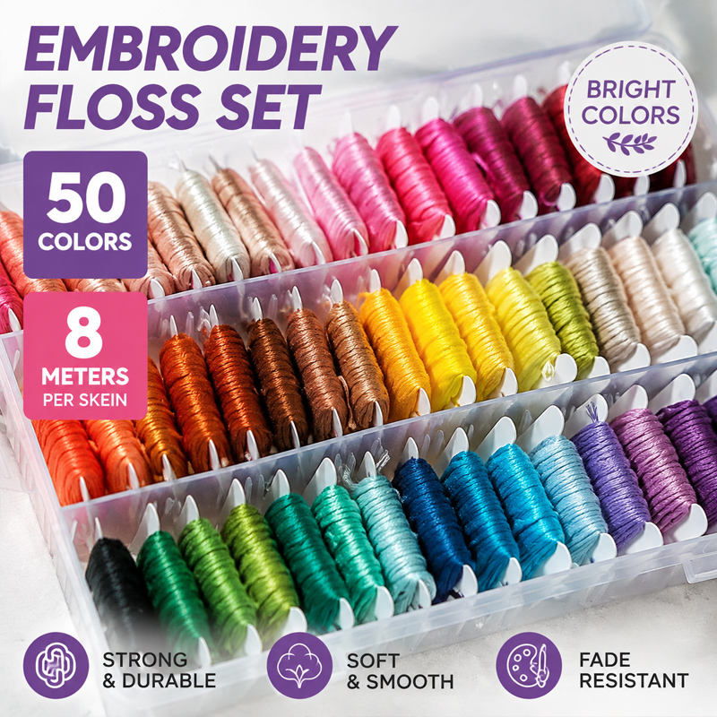 Embroidery Kit - طقم خيوط تطريز من القطن 100%