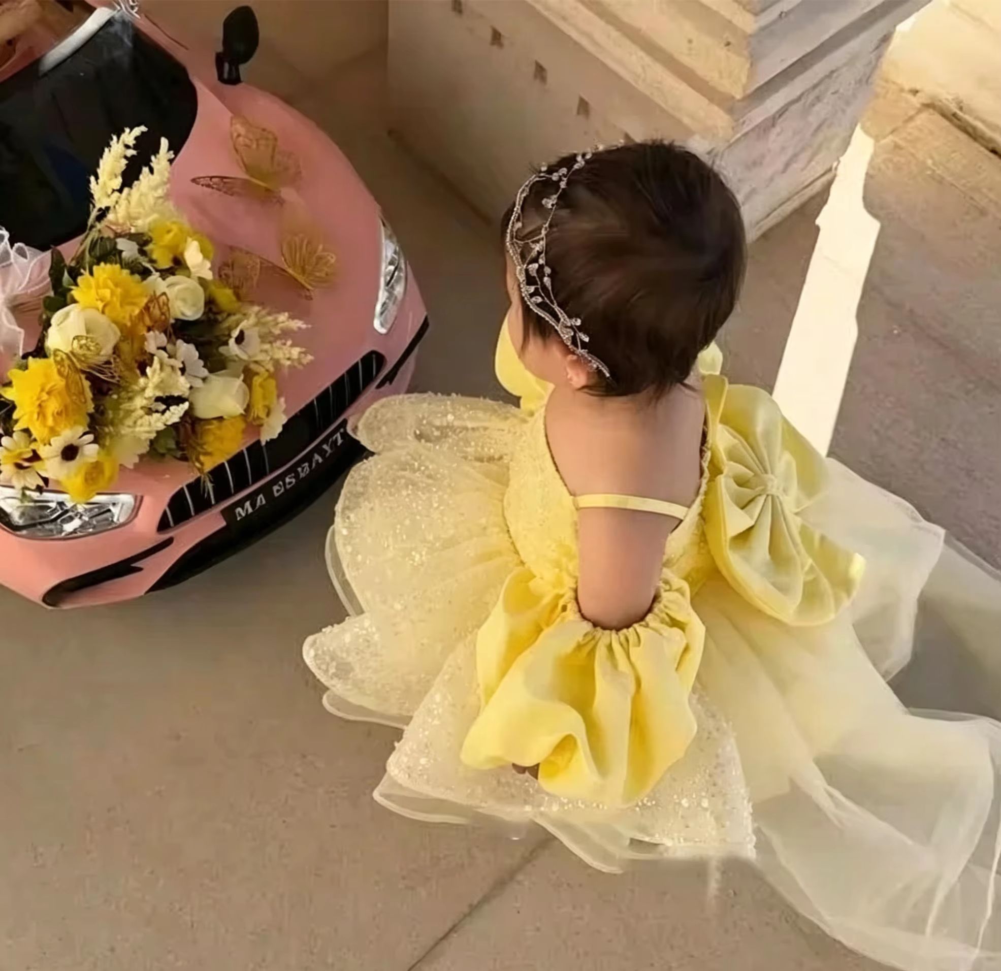 فساتين لطيفة للفتيات الصغيرات  - مراجعة Embroidery Yellow Flower وسعره