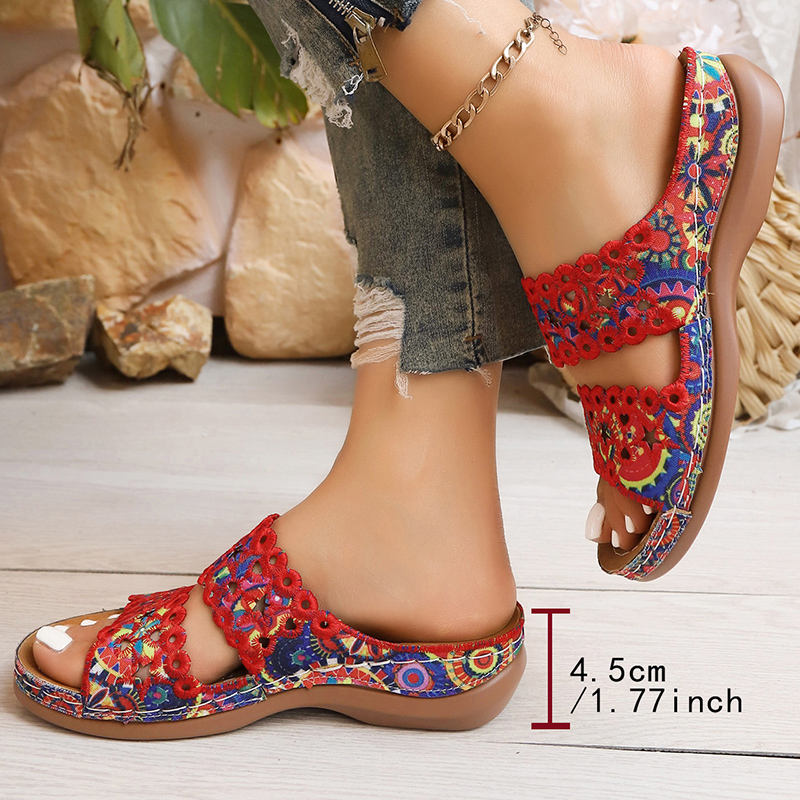 صنادل نسائية ملونة مطرزة بالزه - مراجعة Embroidery Flower وسعره