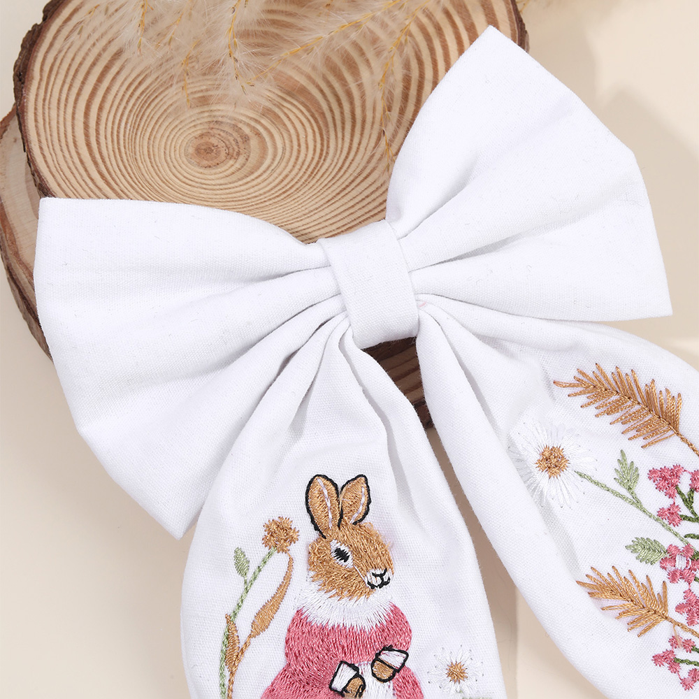 أرنب التطريز القوس مشبك شعر ال - مراجعة Embroidery Rabbit وسعره