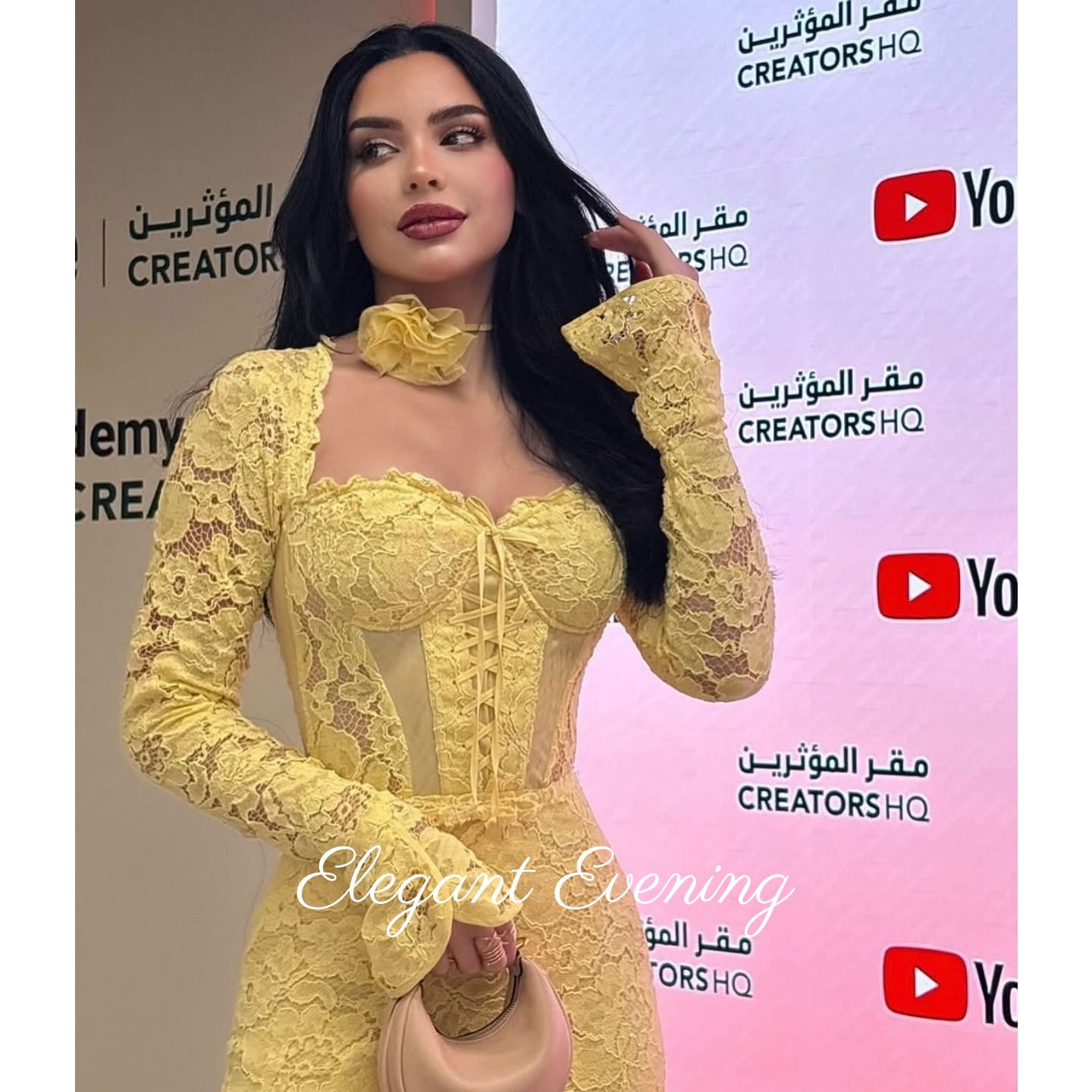 فستان حفلة موسيقية من الدانتيل - مراجعة Embroidery Yellow Flower وسعره