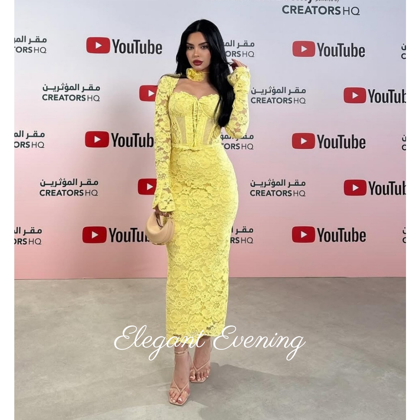 فستان حفلة موسيقية من الدانتيل - مراجعة Embroidery Yellow Flower وسعره