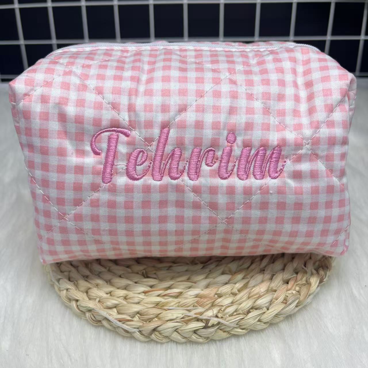 حقيبة مستحضرات تجميل مخططة ذات - مراجعة Embroidery Logo وسعره