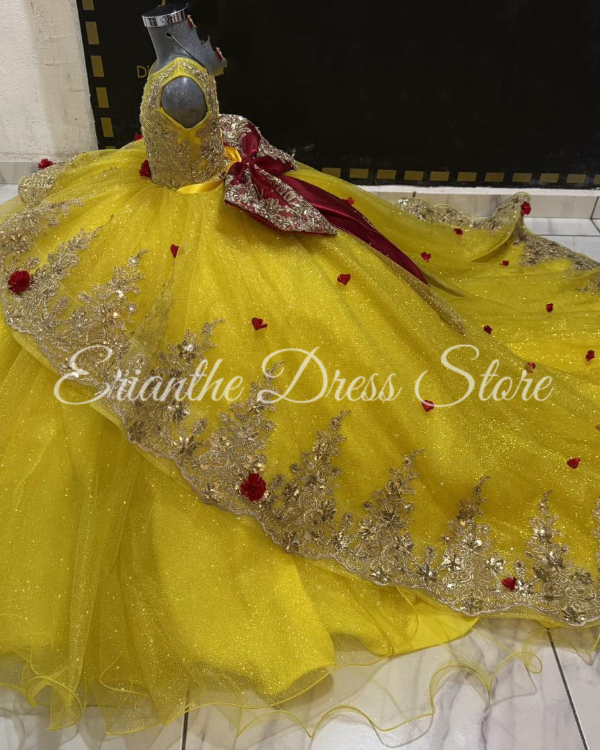 فستان فتاة الزهور الصفراء لحفل - مراجعة Embroidery Yellow Flower وسعره